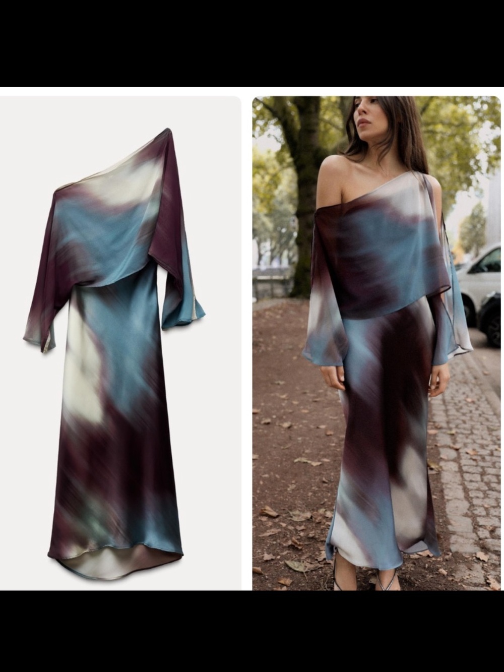 Zara Ombre Wash Midi Dress in Burgundy, Teal, Cream